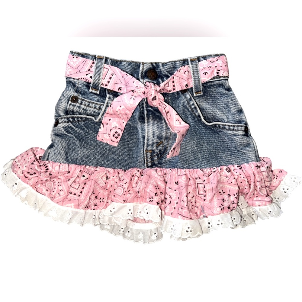 Levi's Denim Skirt with Pink Bandana Trim